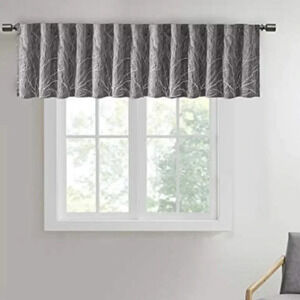Madison Park 1 Window Valance Embroidered Gray New
